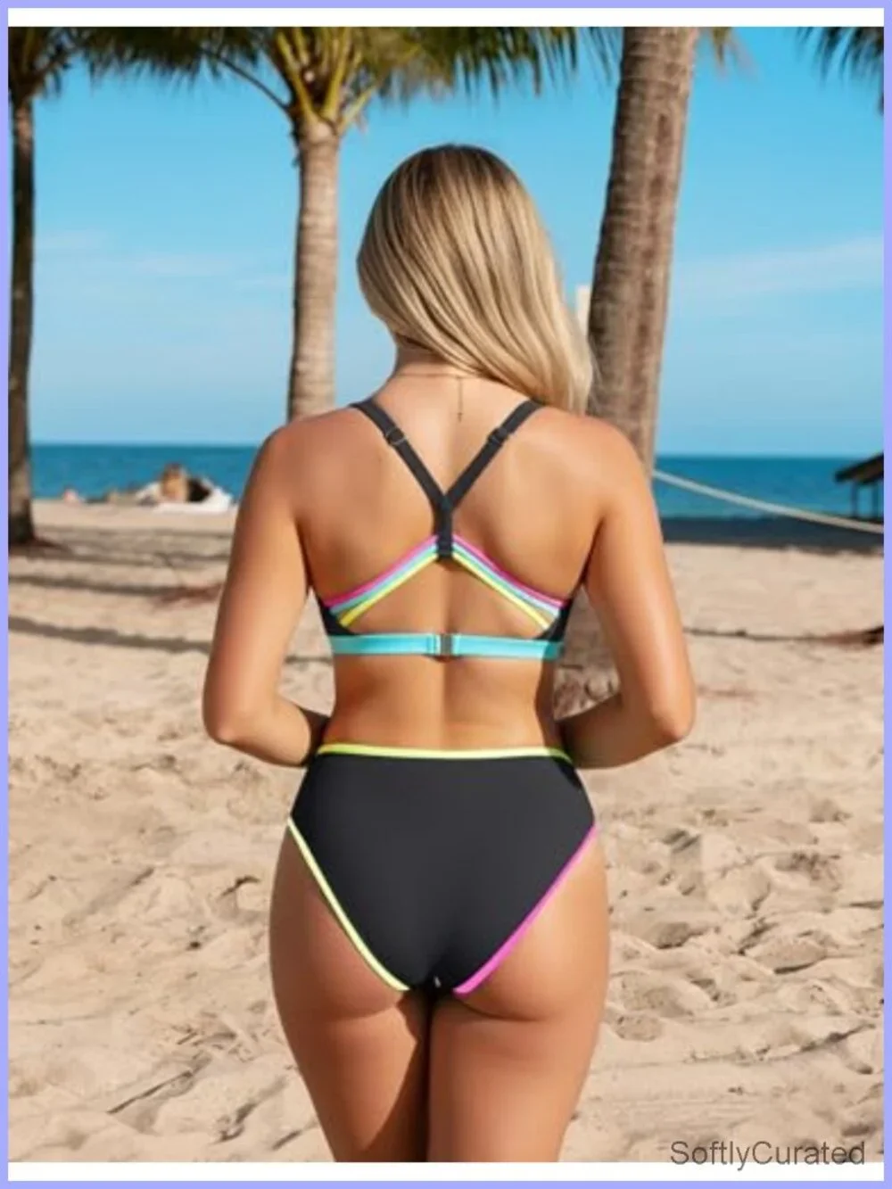 Women's Cheeky Bikini Set Crisscross Back Sporty Two Piece Swimsuit